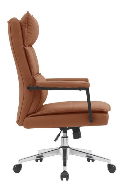 Fotoliu birou Kahlo (maro camel piele ecologică + crom)