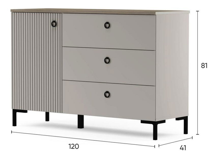 Komoda Demandaron 1 (taupe + hrast silverjack) 