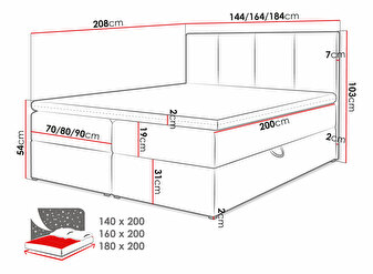 Manželská posteľ 160 cm Gondola (sivá ) (s roštom, matracom a úl. priestorom)
