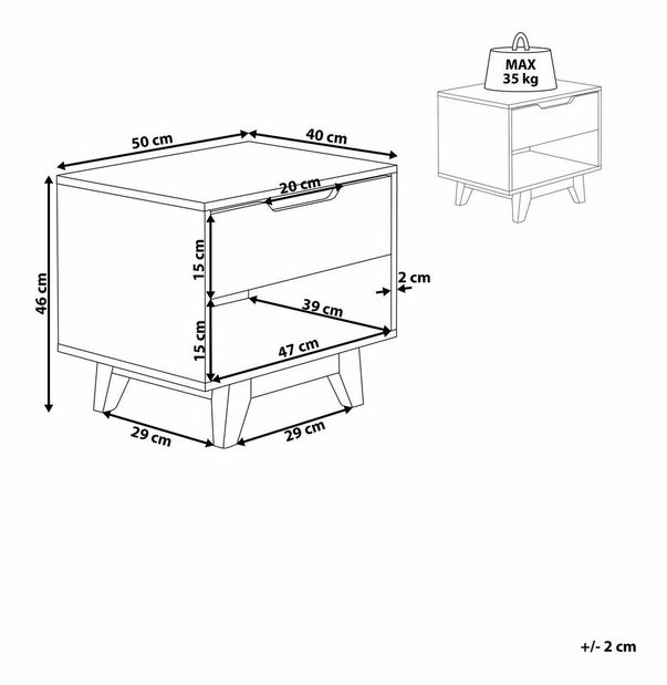 Nočný stolík SIHART (svetlé drevo + čierna)