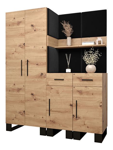 Set mobilier pentru hol Amanda 7 (Stejar artisan + Negru)