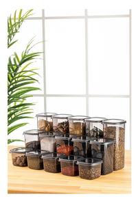 Sada úložných dóz na potraviny (15 ks.)  Bubo 15 (antracitová)