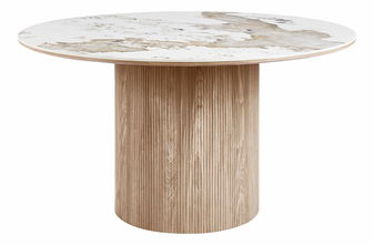 Masă de dining Alomeria 4 (alb + maro)