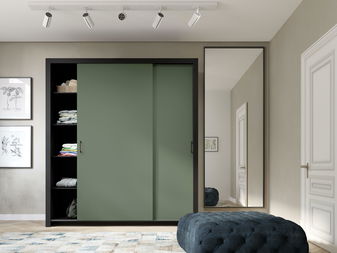 Ruhásszekrény tolóajtókkal Framoretta 1 (füstös zöld)