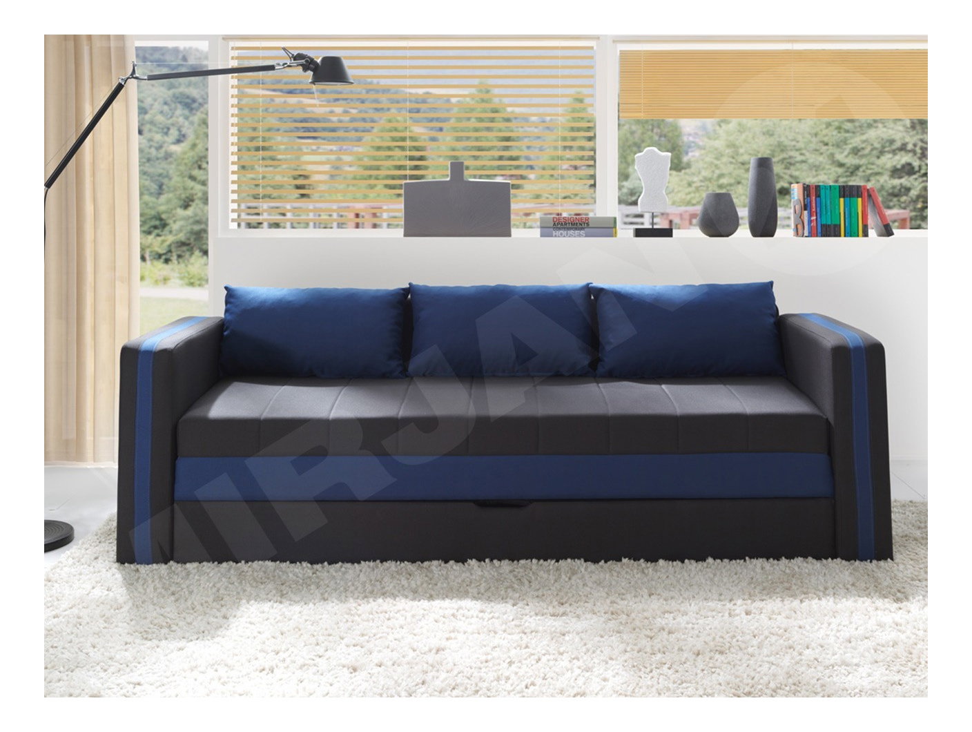 Kanapé Vivienne (sötétkék + fekete)