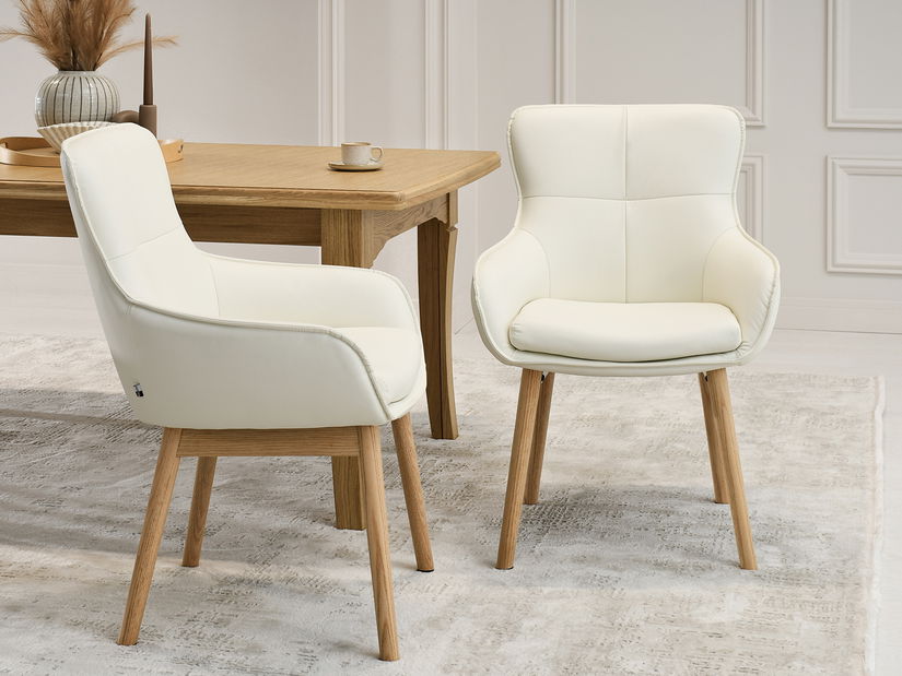 Jedálenská stolička Camisetas (krémová + dub)