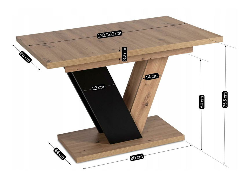 Blagovaonski set Chiapas (hrast artisan + crna) (za 4 osobe)