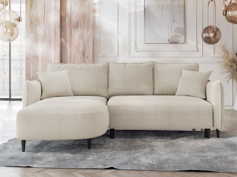 Rohová sedačka Evorde (krémová) (s úl. priestorom) (L)