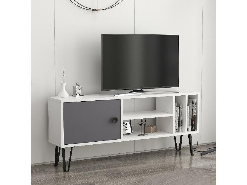 TV asztal/szekrény Simima 4 (fehér + antracit) 