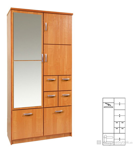 Ormar za garderobu Balintore 100 (s ogledalom) 