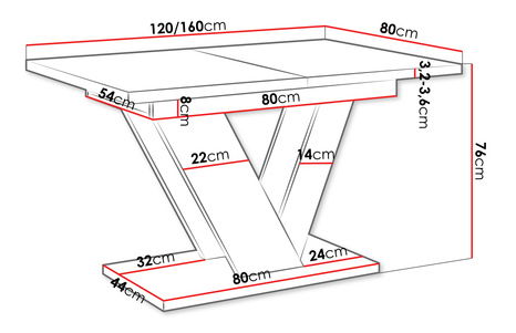 Rozkladací jedálenský stôl Granger (mramor biely + lesk biely) (pre 2-6 osôb)