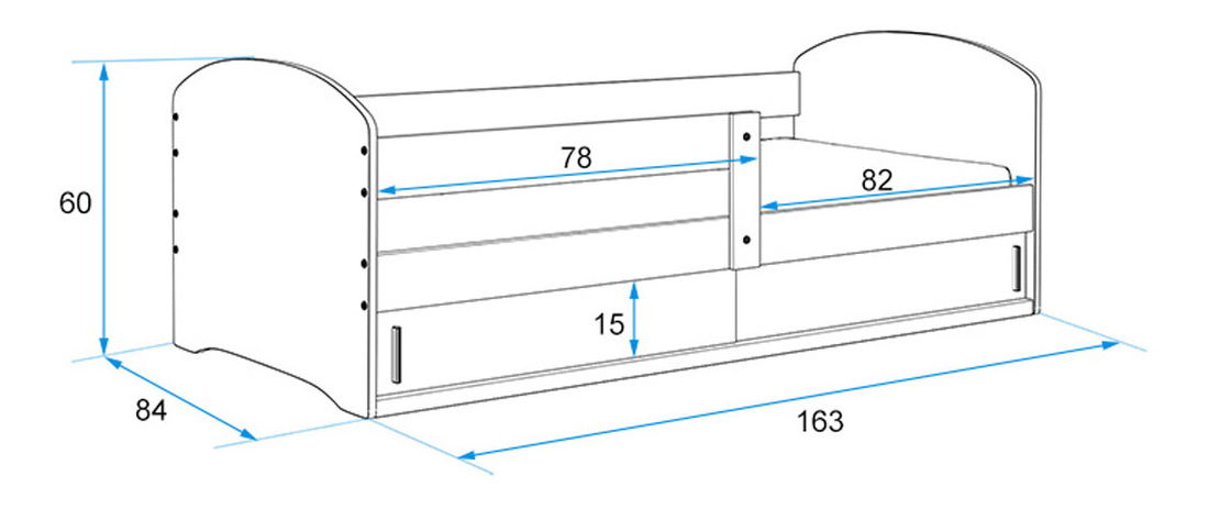 Dječji krevet 80 x 160 cm Lukan (grafit + uzorak tommy) (s podnicom, madracem i prostorom za odlaganje)