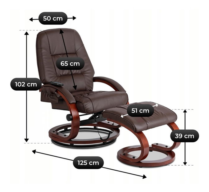 Masažna fotelja sa tabureom Canole (smeđa) 