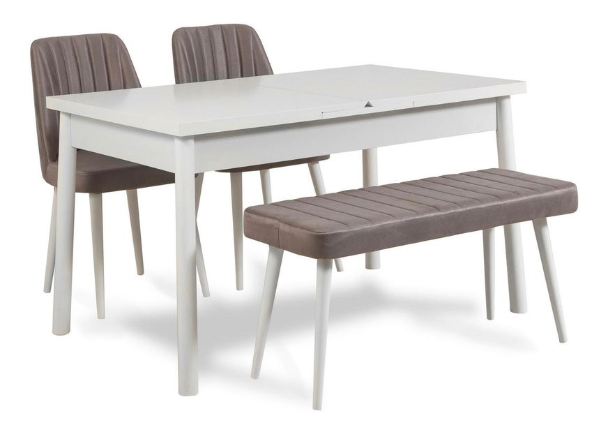 Set mobilier sufragerie Vlasta 5 (alb + gri) (pentru 4 persoane)
