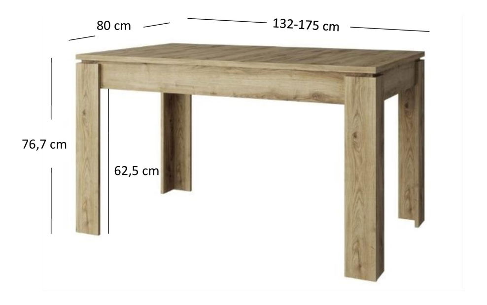 Masă de sufragerie extensibilă (pentru 4 6 persoane) Mebel Bos Deloris (Stejar navarra)
