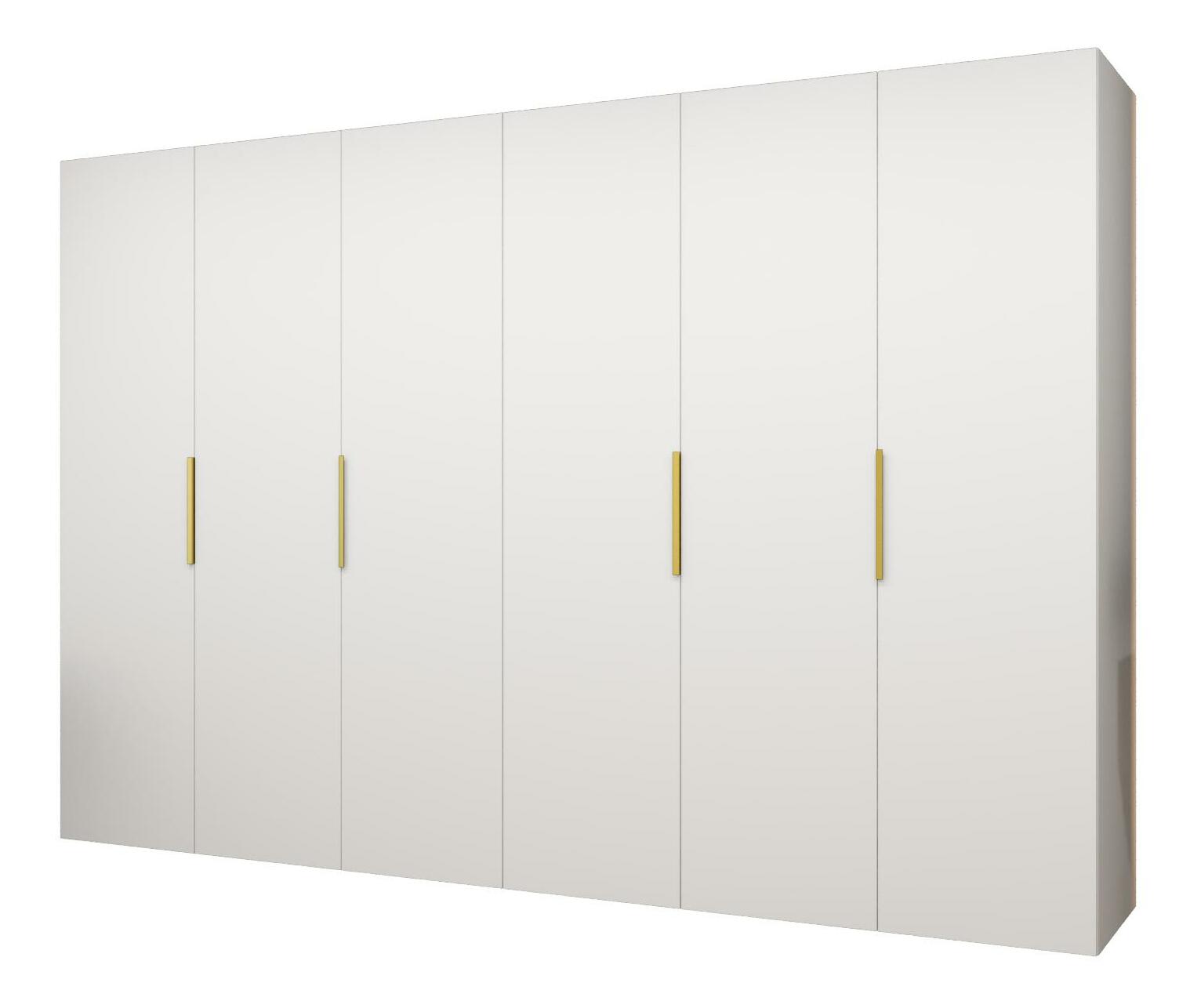 Šatníková skriňa 300 cm Mirabella 1 (biela + zlatá)