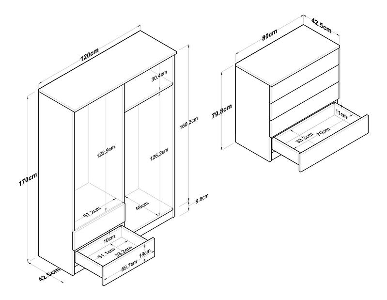 Set mobilier pentru dormitor Nolobe 1 (Nuc + alb) 