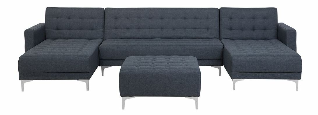 Colțar în formă de U ABERLADY (textil) (gri închis) (cu taburete)