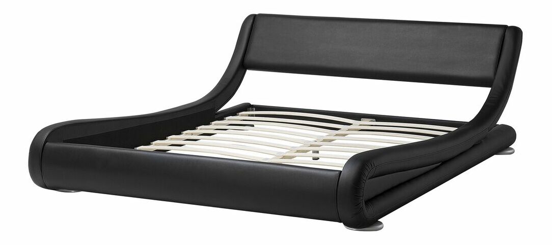 Pat matrimonial 180 cm AVENUE (cu somieră) (negru mat)