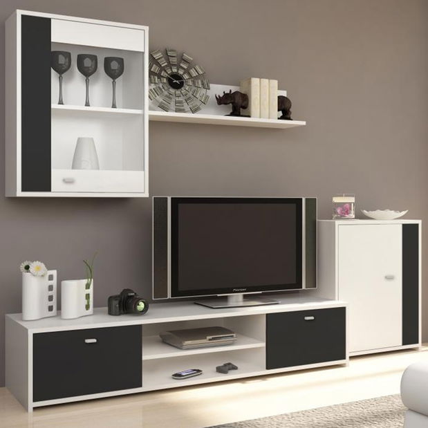 Mobilier living Gerra (alb + negru)