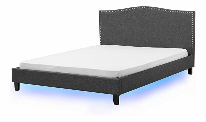 Manželská posteľ 180 cm MONTHY (s roštom a LED osvetlením) (sivá)