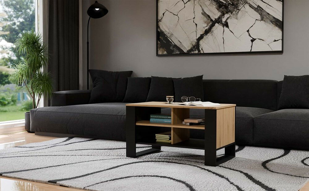 Konferenčný stolík Maduro 4 (dub artisan + čierna)