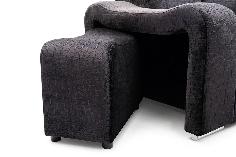 Canapea trei locuri Wendell (negru) (cu taburete)