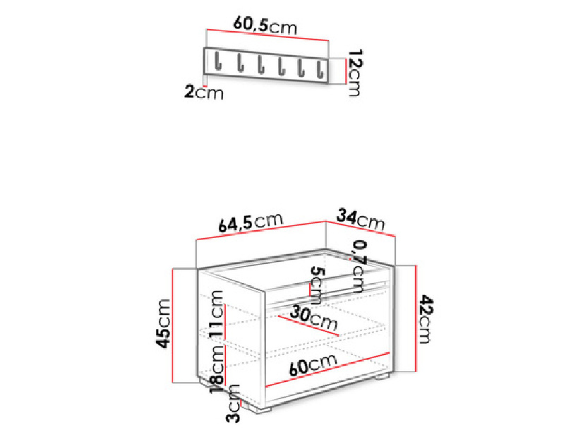 Mobilier pentru hol Mirjan Leon 60 VII (Alb) (Manila 23)