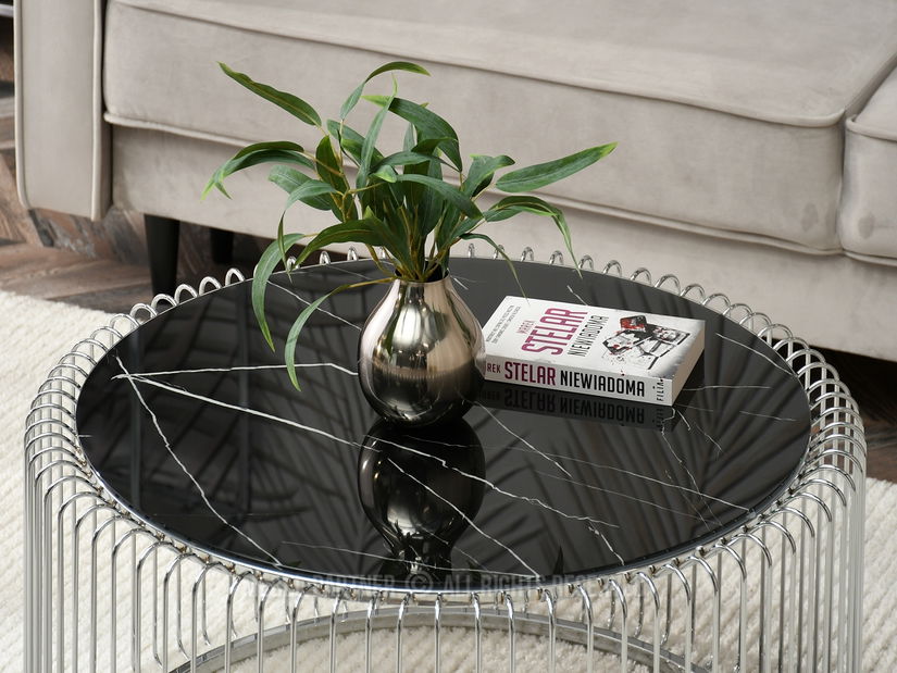 Dohányzóasztal Nils Xl (fekete márvány + króm)