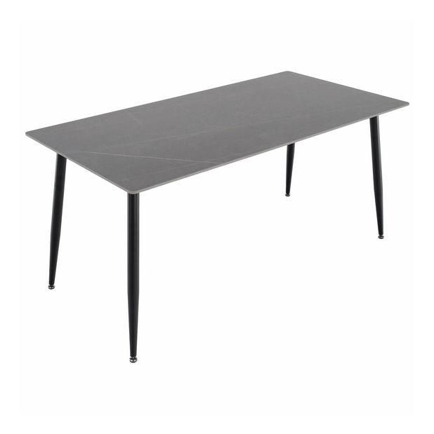 Masă sufragerie Fresia 2 (gri marmură + negru) (pentru 6 persoane)