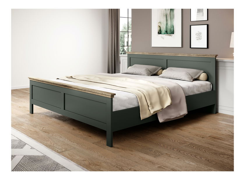 Pat matrimonial 140 cm Elvina S ZJU30 (verde + stejar lefkas închis)