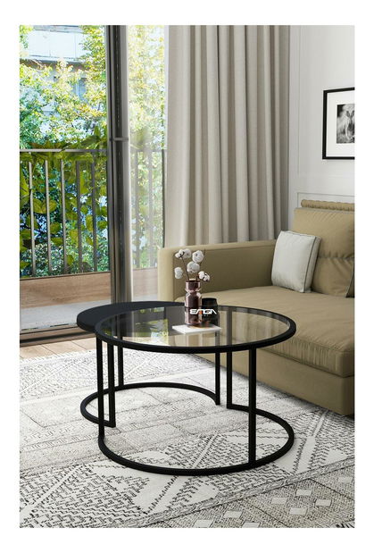 Măsuță cafea Borra (transparent + negru) *resigilat