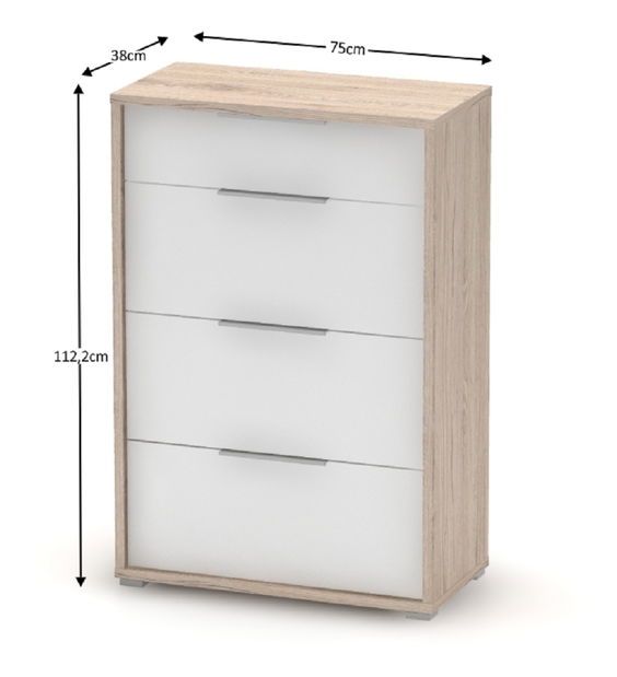 Fiókos komód Tempo Kondela Rumia (san remo tölgy + fehér)