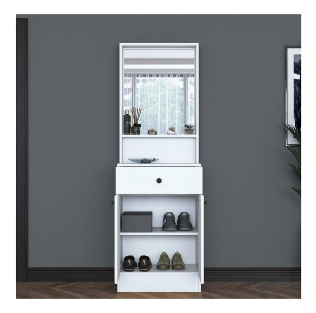 Mobilier hol Pixie 6 (alb) (cu oglindă)