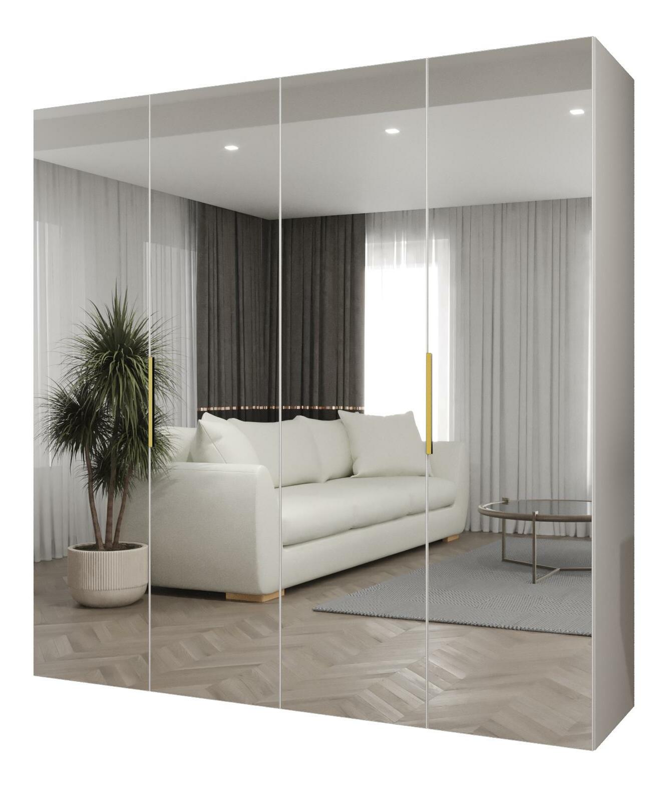 Dulap de haine 200 cm Mirabella 3 (alb + Auriu)