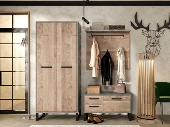 Predsoblje Bennie 1 (siva + pješčani hrast)