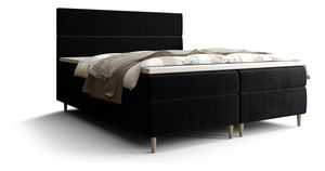 Pat matrimonial Boxspring 160 cm Flu (negru) ( cu saltea și sp. depozitare)