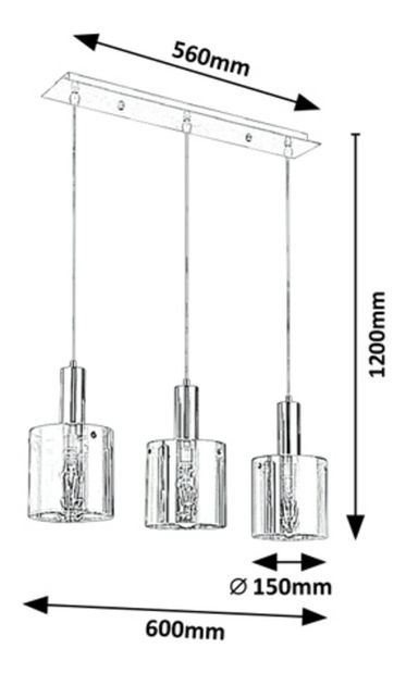 Viseća svjetiljka Gratonit 5250 (krom + dimljeno staklo)