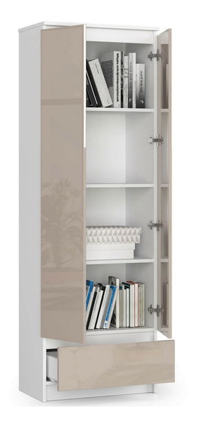 Polcosszekrény Renzo (fehér + fényes cappucino)