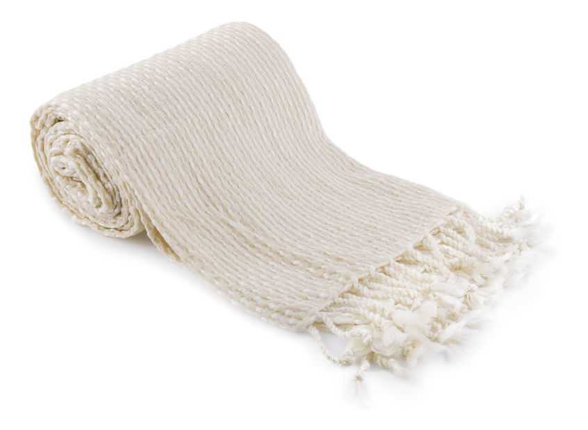 Pletená deka so strapcami 150x200 cm Tovou (béžová + vzor) 