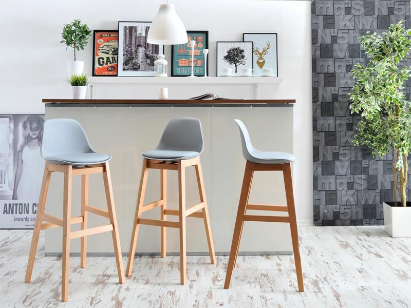 Stolička Evan (sivá + buk)
