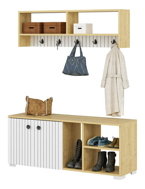 Set mobilier hol Vabite 1 (alb + Stejar safir) *resigilat