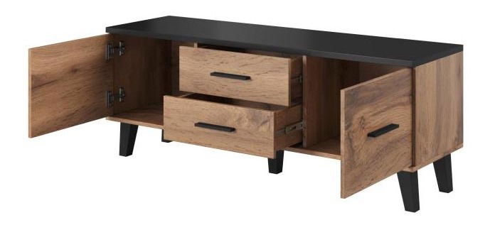 Masă TV Lester (Negru + Stejar wotan)