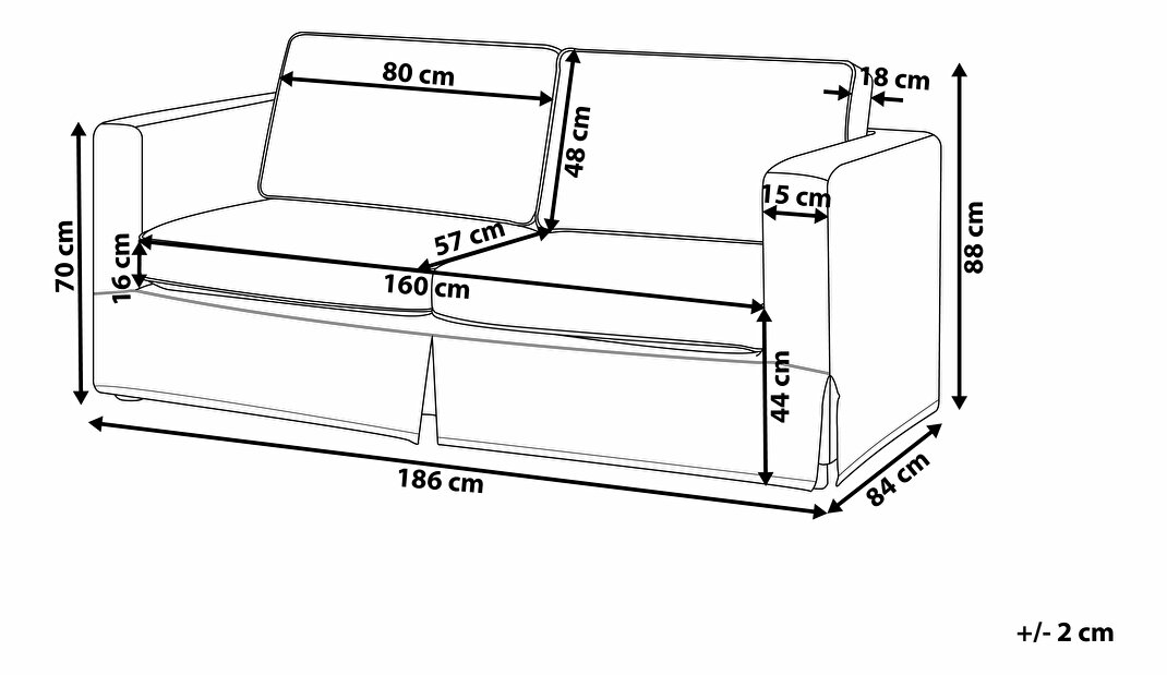 Canapea 3 locuri Hamina (gri deschis) 