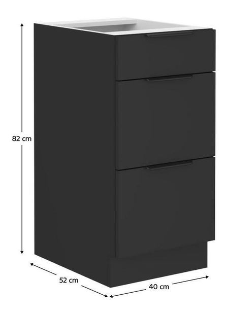 Dolná kuchynská skrinka Sobera 40 D 3S BB (čierna) 