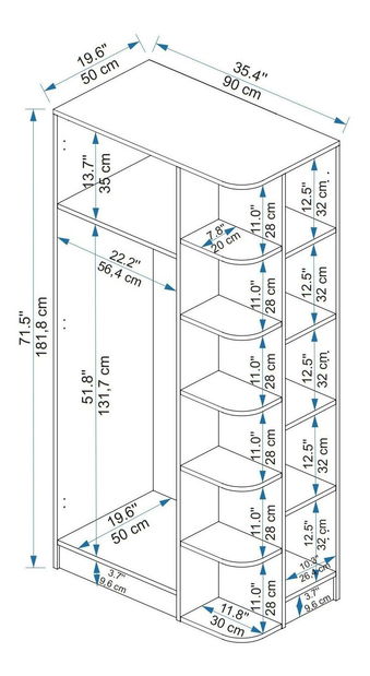 Kutni ormar za garderobu Lusia (atlantski bor + bež)