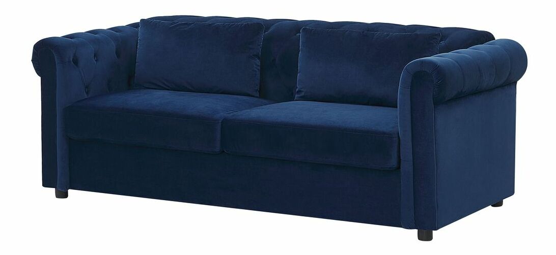 Zamatová pohovka trojsedačka CHICHESTER (modrá)
