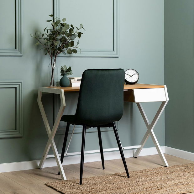 Masă de scris Mecanico (stejar auriu + alb) 