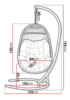 Závesné dvojité kreslo Elmariko (čierna + krémová) *bazár