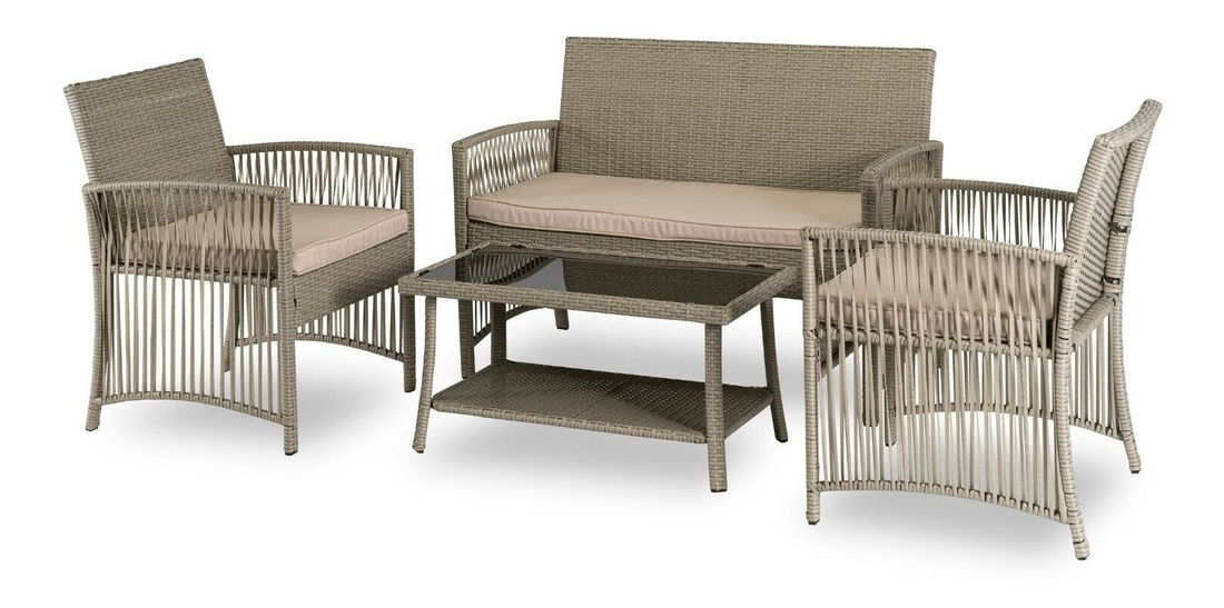 Set de grădină Frutos (gri + bej) (pentru 4 persoane) *lichidare de stoc